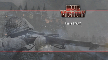 Hour of Victory Xbox 360 first person shooter WWII World War 2 military combat squad based gameplay historical war campaign action shooter Midway Games Xbox 360 software video game title start screen