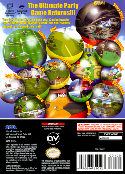 Super Monkey Ball 2 back cover art for GameCube (GC) video game