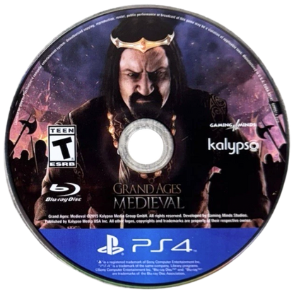Grand Ages: Medieval – PlayStation 4 (PS4) video game disc, real-time strategy and city-building game by Gaming Minds Studios and Kalypso Media