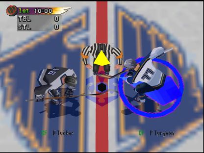NHL Blades of Steel 99 game for the Nintendo 64 featuring arcade style hockey gameplay with fast paced matches exaggerated hits season modes and multiplayer competition based on the Blades of Steel series gameplay