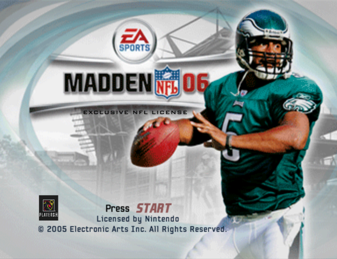 Madden NFL 2006 start screen for GameCube (GC) sports football video game