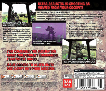 Gundam Side Story 0079 Sega Dreamcast retro video game mech shooter back of case