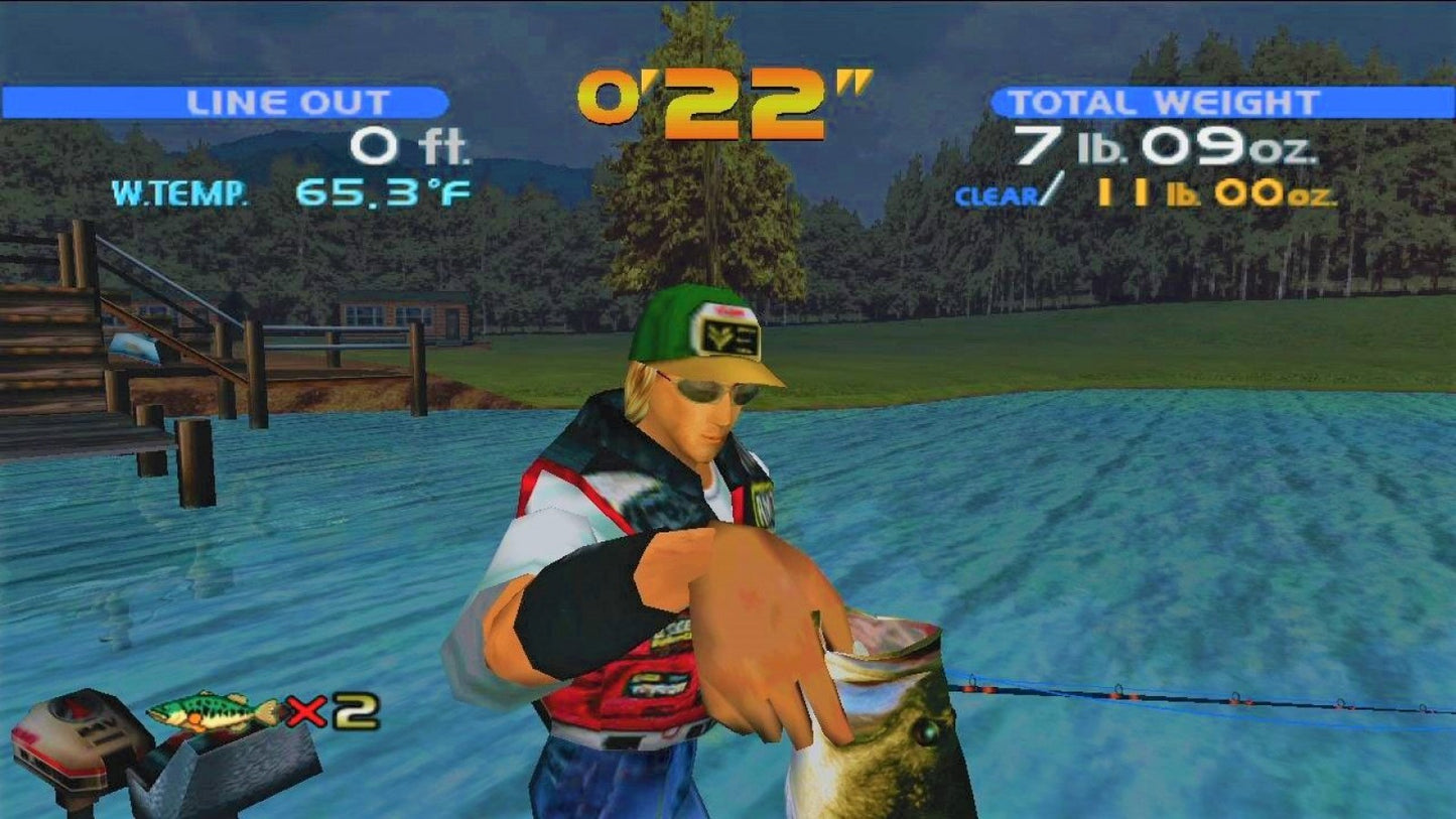 Sega Bass Fishing Sega All Stars Dreamcast inspired design featuring arcade fishing simulation aesthetic realistic lake environments competitive angling gameplay classic Sega sports action relaxing outdoor adventure iconic Dreamcast nostalgia presentation gameplay