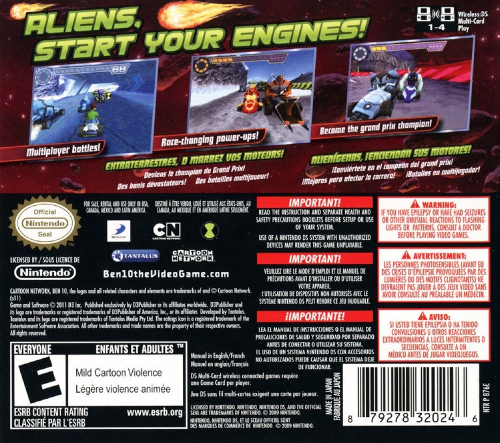 Ben 10: Galactic Racing back of case for Nintendo 3DS (3DS) racing video game