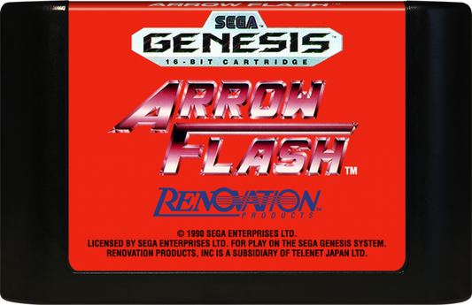 Arrow Flash Sega Genesis GEN for retro video game enthusiasts featuring side scrolling shoot em up gameplay futuristic spacecraft combat powerful weapon upgrades fast paced enemy battles challenging stages sci fi arcade action and collectible gaming appeal cartrdige