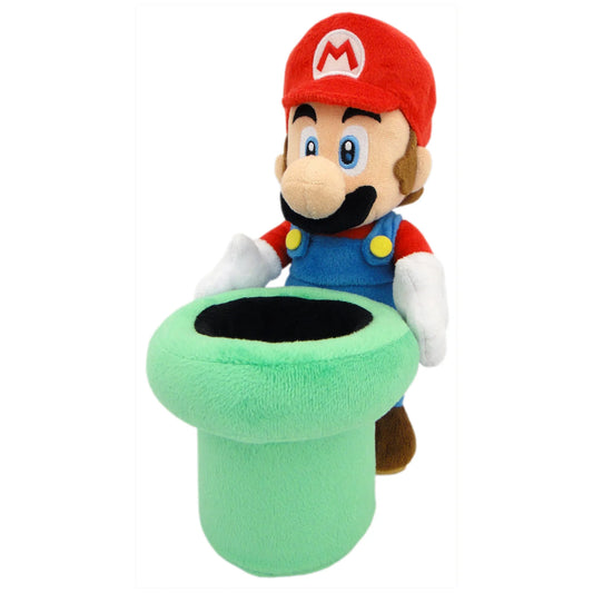 Mario Warp Pipe 9 inch plush toy featuring iconic Super Mario power up design soft stuffed collectible official Nintendo merchandise and gaming room display plush