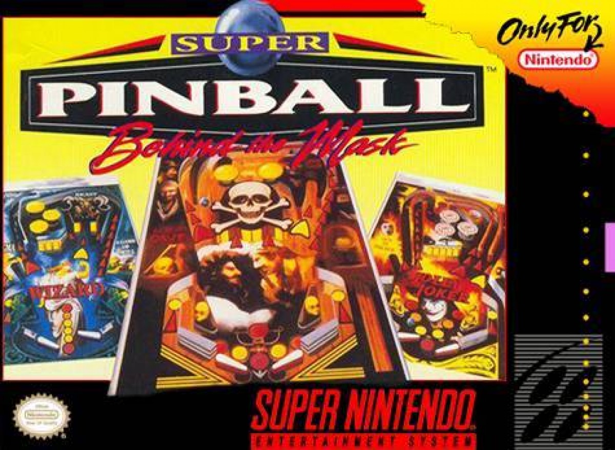 Super Pinball Behind the Mask in box cover art for Super Nintendo Entertainment System SNES video game