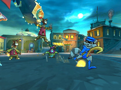 Sly 3: Honor Among Thieves [Greatest Hits] for PlayStation 2 (PS2) featuring the same globe trotting stealth platforming heist adventure with multiple playable Cooper Gang members and varied missions; includes the Greatest Hits re release branding for this complete team based caper on PS2 gameplay screenshot