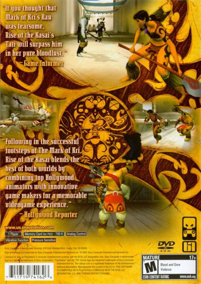 Rise of the Kasai – PlayStation 2 (PS2) video game back of case, action-adventure stealth game.