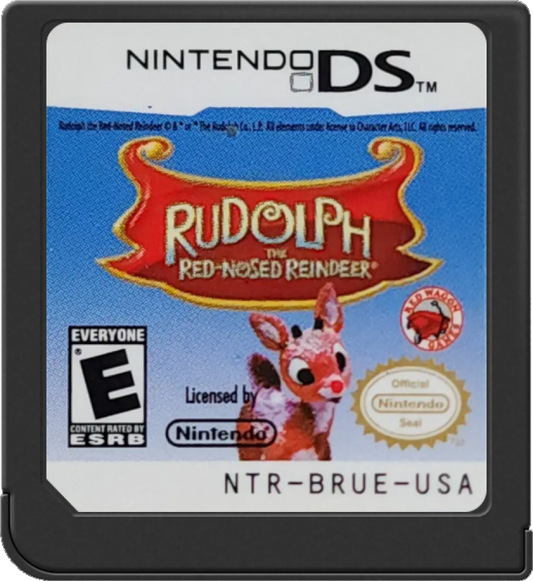 Rudolph the Red Nosed Reindeer Nintendo DS holiday family game Christmas adventure mini games story based gameplay kids friendly platformer festive winter themed casual gameplay touch screen stylus controls Nintendo DS software video game title cartridge 