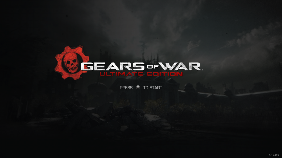 Gears of War [Ultimate Edition] start screen for Xbox One (XONE) remastered third-person shooter video game