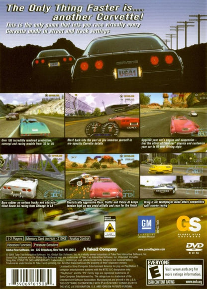 Corvette for PlayStation 2 with high-speed racing and sports car driving simulation theme back cover art