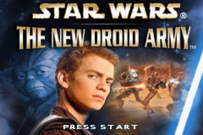 Star Wars: The New Droid Army for Game Boy Advance with action-adventure gameplay set in the Star Wars universe title screen