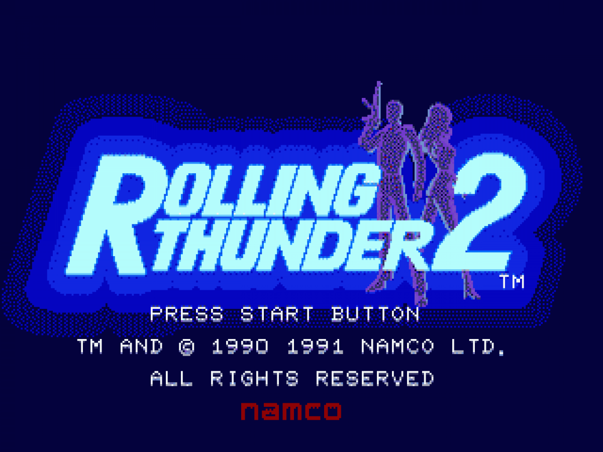 Rolling Thunder 2 Sega Genesis GEN for retro video game enthusiasts featuring side scrolling action shooter gameplay secret agent missions fast paced gun combat cooperative multiplayer challenging enemy encounters classic arcade action and collectible gaming appeal gameplay 