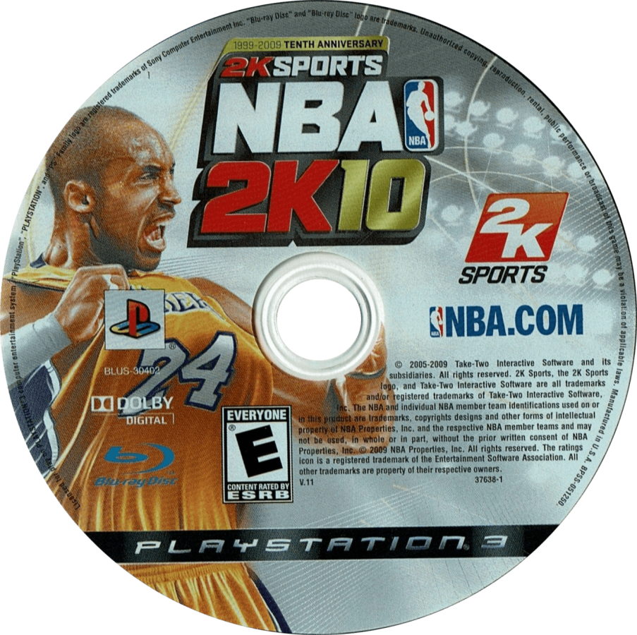 NBA 2K10 PS3 sports video game disc