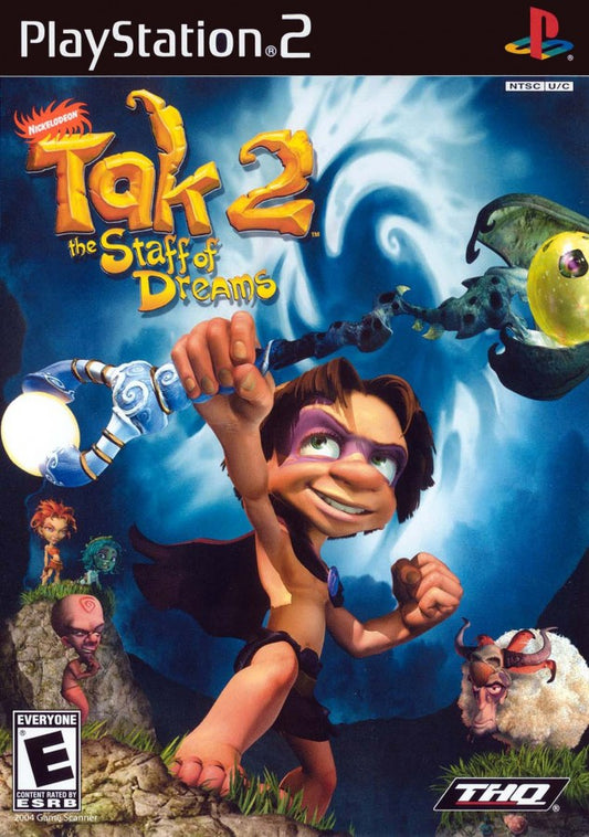 Tak 2 The Staff of Dreams PS2 Sony PlayStation 2 action adventure platformer Nickelodeon cartoon style gameplay jungle exploration magical powers puzzle solving cooperative mini games family friendly retro gaming PlayStation 2 software video game title cover art