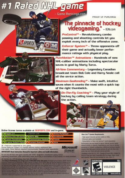NHL 2K6 for Xbox (Xbox) back of case sports hockey video game.
