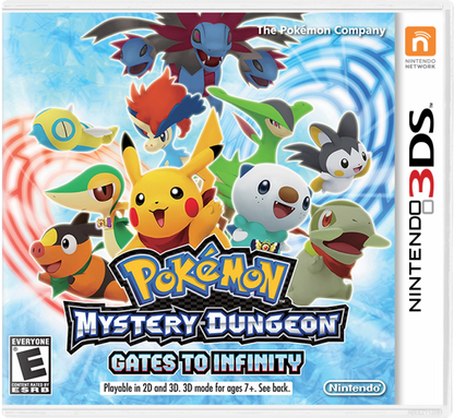 Pokémon Mystery Dungeon: Gates to Infinity cover art for Nintendo 3DS (3DS) dungeon crawler role-playing video game