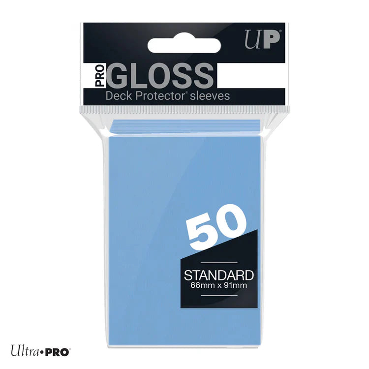 Blue PRO Gloss standard deck sleeves for TCG and collectible cards.