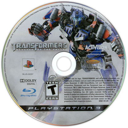 Transformers Revenge of the Fallen PlayStation 3 PS3 retro video game action adventure featuring Autobots and Decepticons intense robot combat transforming vehicle gameplay explosive missions Transformers movie based action PlayStation 3 gaming experience collectible game collection appeal disc