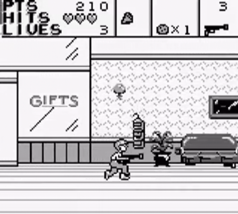 Home Alone 2 Lost in New York for Game Boy, gameplay for an action platformer video game with side-scrolling gameplay, trap-setting mechanics, enemy avoidance, and movie-inspired challenges