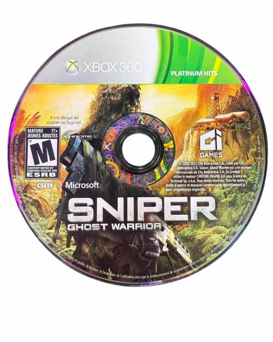 Sniper Ghost Warrior Platinum Hits Xbox 360 tactical first person shooter featuring realistic sniper mechanics open ended missions stealth gameplay long range ballistics and modern military combat by City Interactive disc