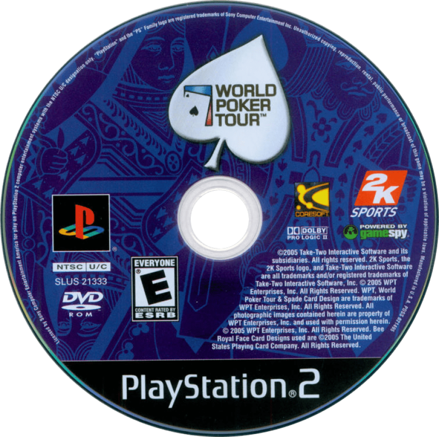 World Poker Tour – PlayStation 2 (PS2) video game disc, poker.