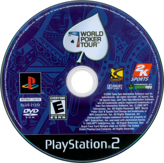 World Poker Tour – PlayStation 2 (PS2) video game disc, poker.