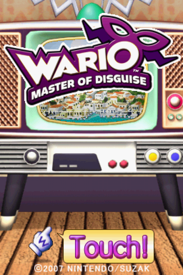 Wario: Master of Disguise home screen for Nintendo DS (DS) platformer video game