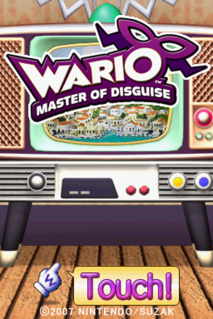 Wario: Master of Disguise home screen for Nintendo DS (DS) platformer video game