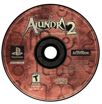 Alundra 2 retro fantasy action adventure RPG game for PlayStation 1 (PS1) disc