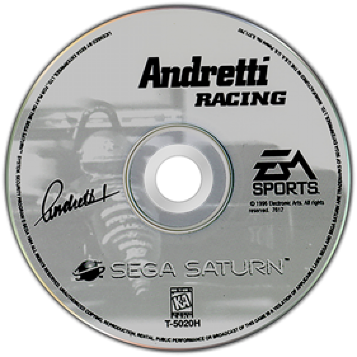 Andretti Racing Sega Saturn video game, arcade racing simulation, IndyCar motorsport action, retro Sega console title disc