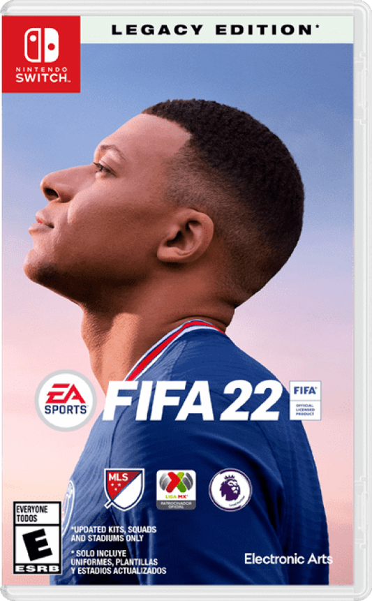 FIFA 22 Legacy Edition Nintendo Switch NS video game featuring soccer football sports gameplay international teams professional players competitive matches career mode tournaments skill moves goal scoring and classic FIFA gameplay Nintendo Switch gaming video game collection collectible gaming appeal cover art
