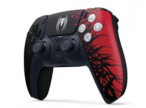 Marvel’s Spider Man 2 Limited Edition DualSense Wireless Controller PlayStation 5 PS5 for gaming enthusiasts featuring custom themed controller design immersive haptic feedback adaptive trigger technology wireless connectivity ergonomic controls premium collector hardware and collectible gaming appeal angle front