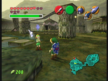 The Legend of Zelda Ocarina of Time Master Quest Nintendo GameCube GC video game featuring action adventure gameplay Link character Hyrule exploration dungeon puzzles challenging Master Quest dungeons sword combat shield defense magical items Ocarina music time travel boss battles and legendary Zelda fantasy adventure enhanced challenge edition retro video game collection collectible gaming appeal gameplay