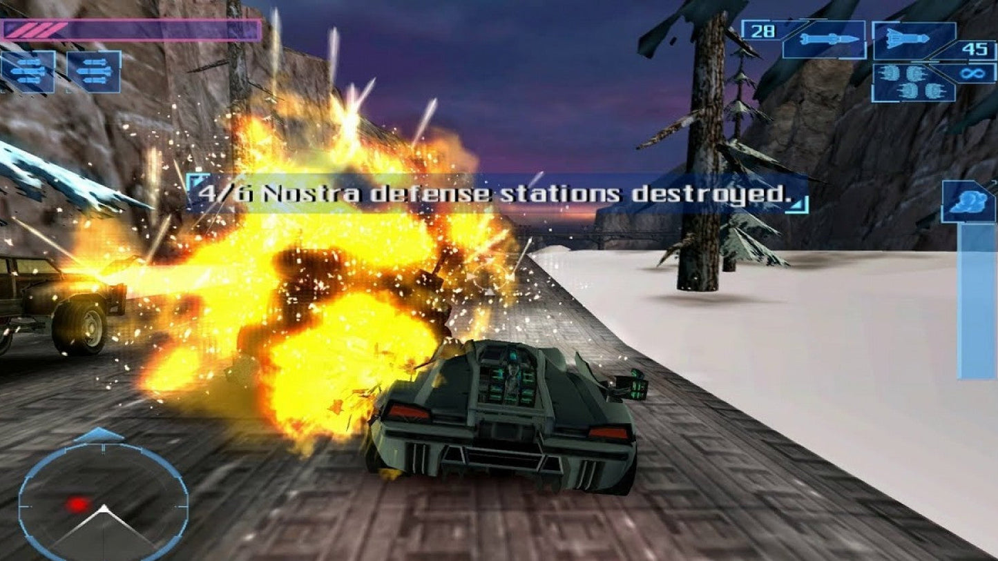 Spy Hunter Nowhere to Run PlayStation 2 PS2 for action driving video game fans featuring high speed vehicular combat spy missions explosive weapons intense car chases third person action cinematic gameplay stealth operations and arcade style excitement collectible gaming appeal gameplay