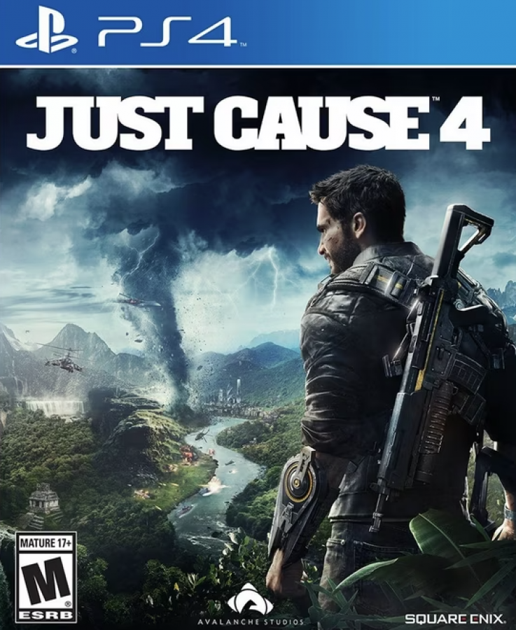 Just Cause 4 – PlayStation 4 (PS4) video game cover image, open-world action-adventure game