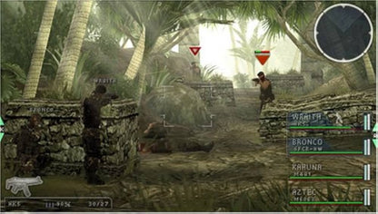 SOCOM U.S. Navy SEALs Tactical Strike PlayStation Portable PSP video game, tactical strategy action, squad-based military gameplay, handheld console title gameplay screenshot