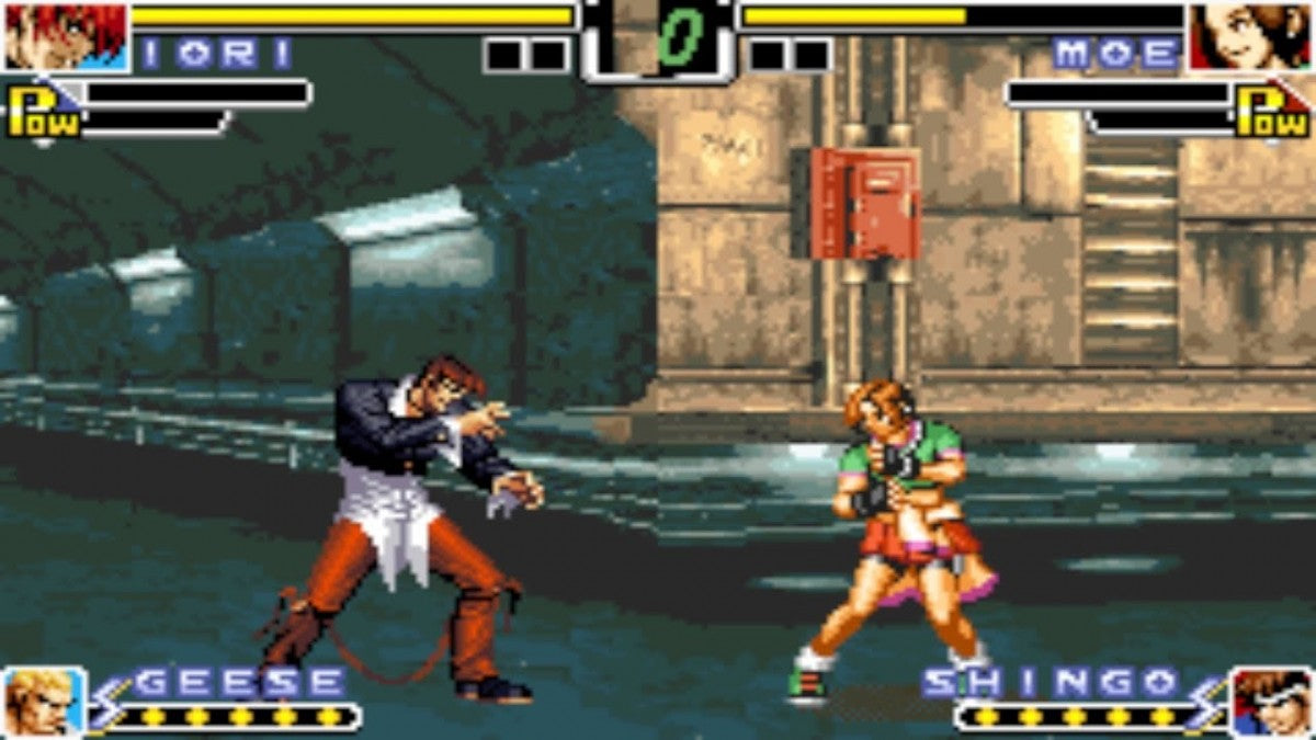 King of Fighters EX: Neo Blood [CIB] for Game Boy Advance (GBA) featuring classic SNK style 2D fighting with a roster of KOF favorites and fast tag team action; pull off special moves and combos in a portable complete in box showdown built for versus play gameplay screenshot