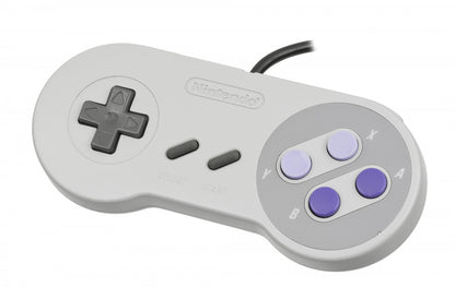 Top view of original Super Nintendo SNES controller showing buttons and D-pad