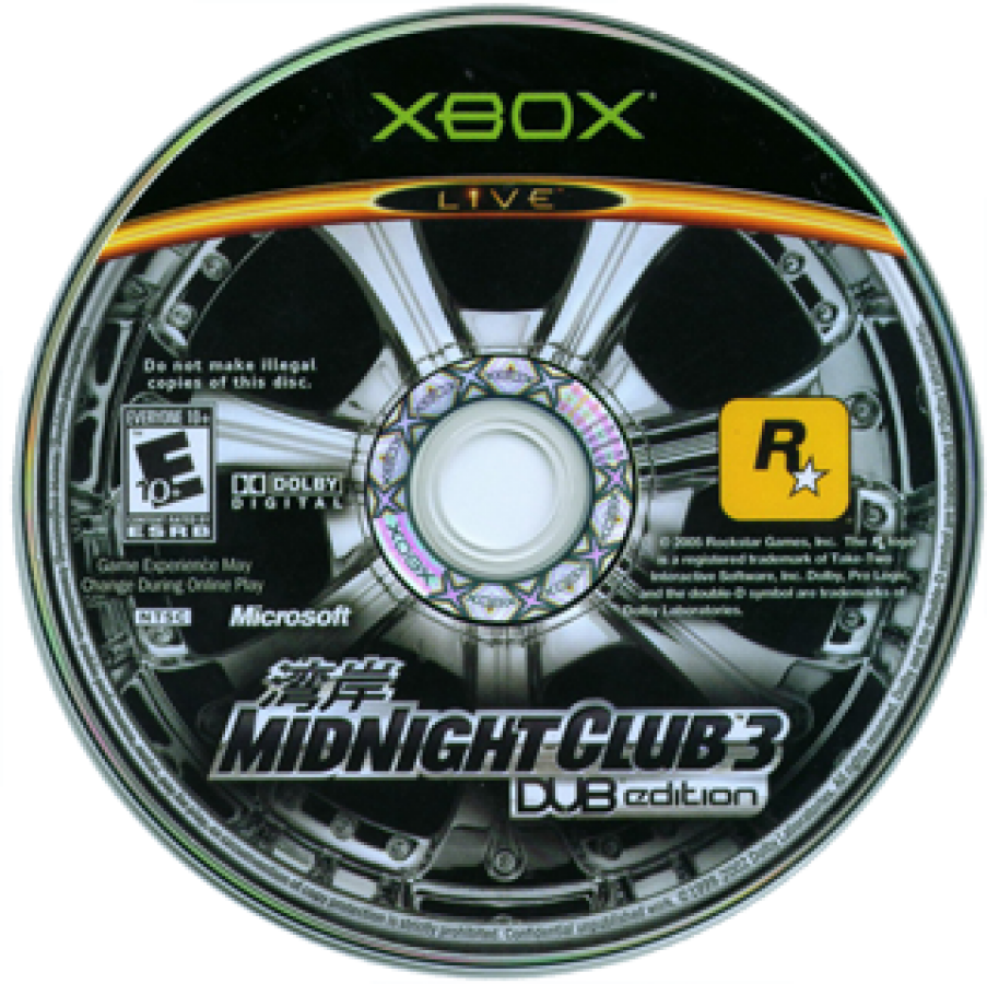 Midnight Club 3 [Dub Edition] disc art for Xbox (XBOX) video game