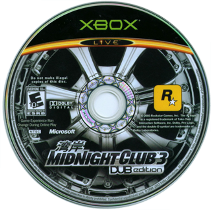Midnight Club 3 [Dub Edition] disc art for Xbox (XBOX) video game