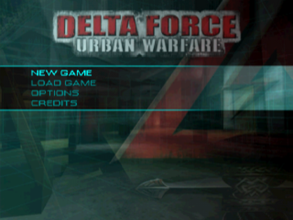 Delta Force: Urban Warfare PlayStation 1 PS1 for tactical first person shooter retro video game fans featuring military special forces missions urban combat realistic weapons stealth tactics squad based action multiplayer gameplay collectible gaming appeal title screen