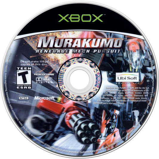 Murakumo: Renegade Mech Pursuit retro Xbox video game Murakumo Renegade Mech Pursuit mech combat aerial dogfighting sci fi action shooter mission based gameplay futuristic combat console title Xbox release disc