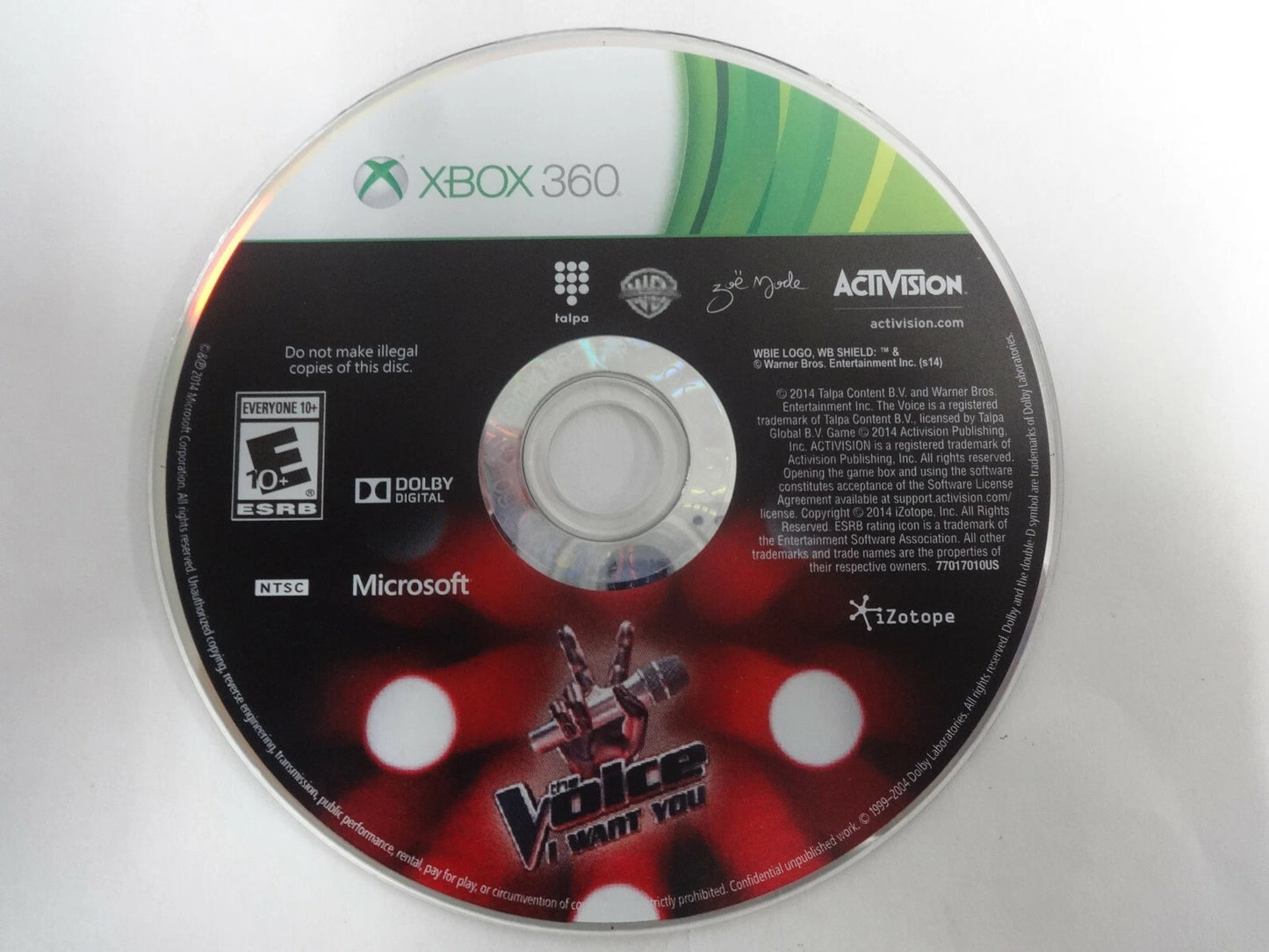 The Voice: I Want You disc for Xbox 360 (X360) music rhythm karaoke video game