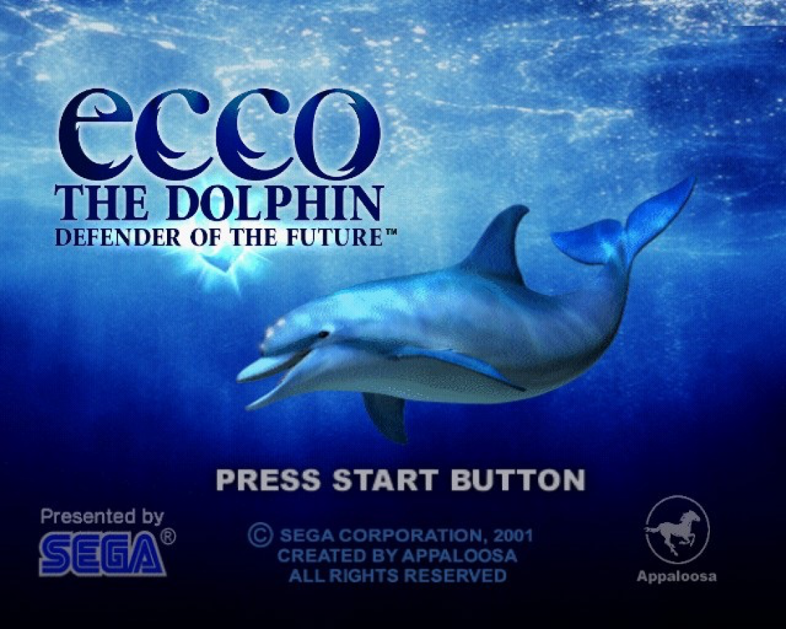 Ecco the Dolphin: Defender of the Future start screen for PlayStation 2 (PS2) action-adventure aquatic exploration video game