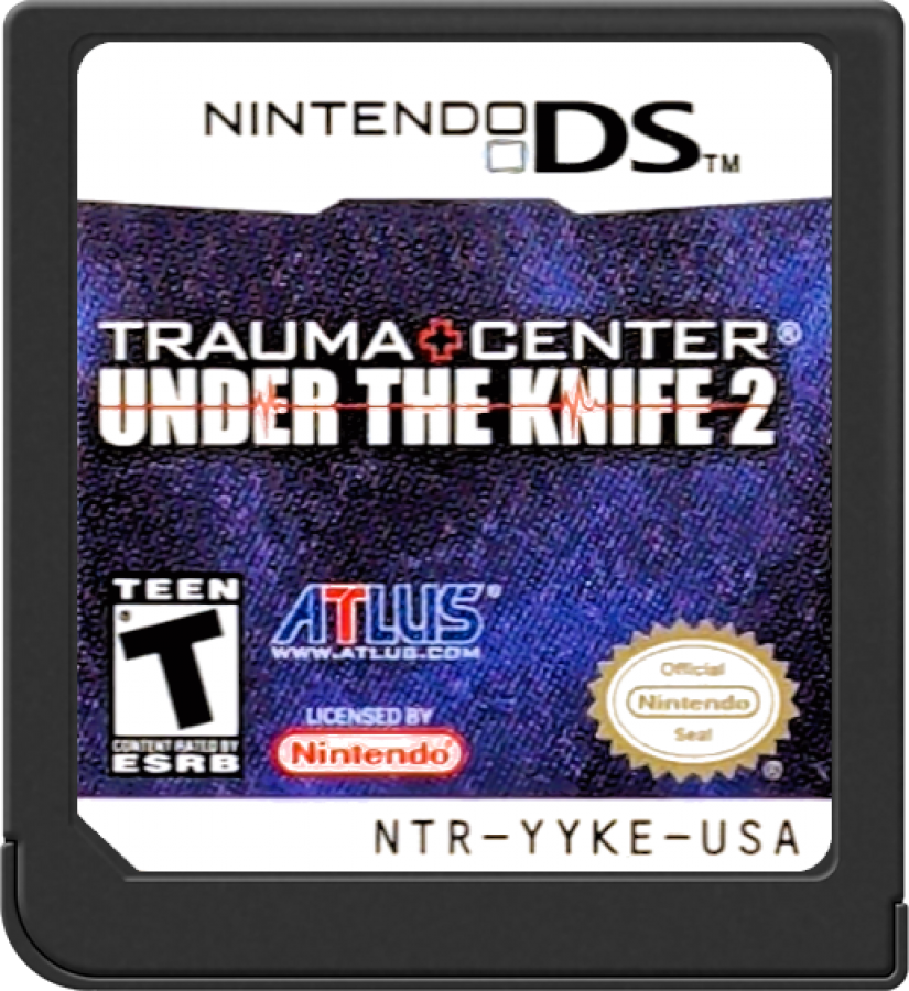 Trauma Center Under the Knife 2 Nintendo DS for medical simulation video game fans featuring surgical procedures touch screen controls fast paced operations dramatic storytelling precision gameplay challenging diagnoses anime inspired visuals Atlus adventure collectible gaming appeal game cartridge