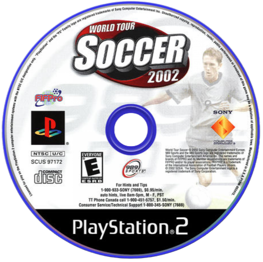 World Tour Soccer 2002 – PlayStation 2 (PS2) video game disc, soccer simulation.