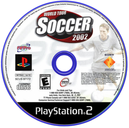 World Tour Soccer 2002 – PlayStation 2 (PS2) video game disc, soccer simulation.
