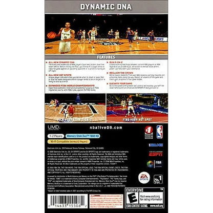 NBA Live 09 game back cover for Playstation Portable video game. 